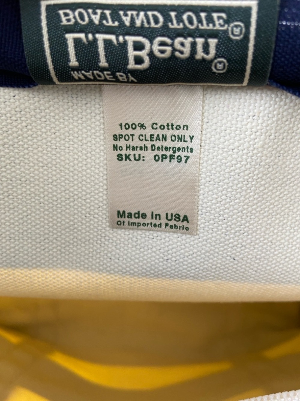 L.L. Bean 90s Yellow and Navy Striped Canvas Boat and Tote Bg - Picture 12 of 17